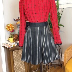 Alice‎ + Olivia Black White Stripe A Line Zipper Skirt Women Size 8
